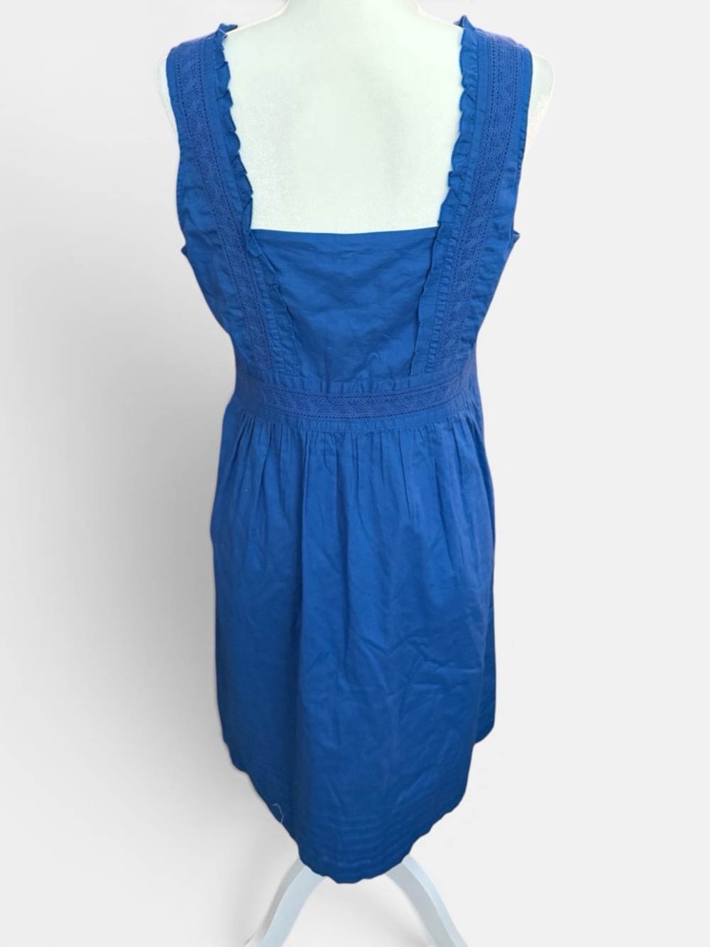 Maeve for Anthropologie 💙 blue square neck dress crochet detail pockets 12 - Picture 3 of 9